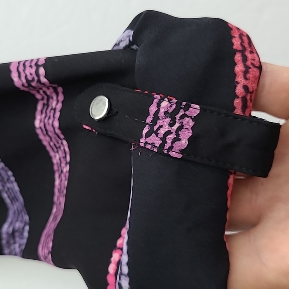 ⭐️3/ $3⭐️ APT. 9 Black Pink Purple Stripes Roll-Up Sleeves Zip Crew Collar Sz M - Picture 8 of 15